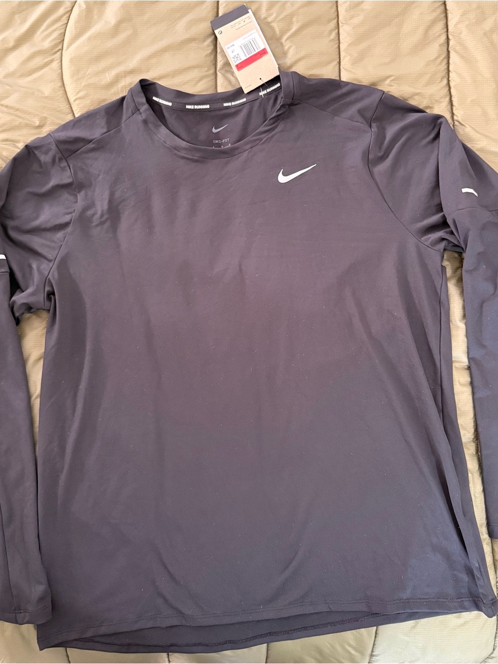 Nike Running Men’s Long Sleeve Dri-FIT Tee - Black with Reflective Swoosh